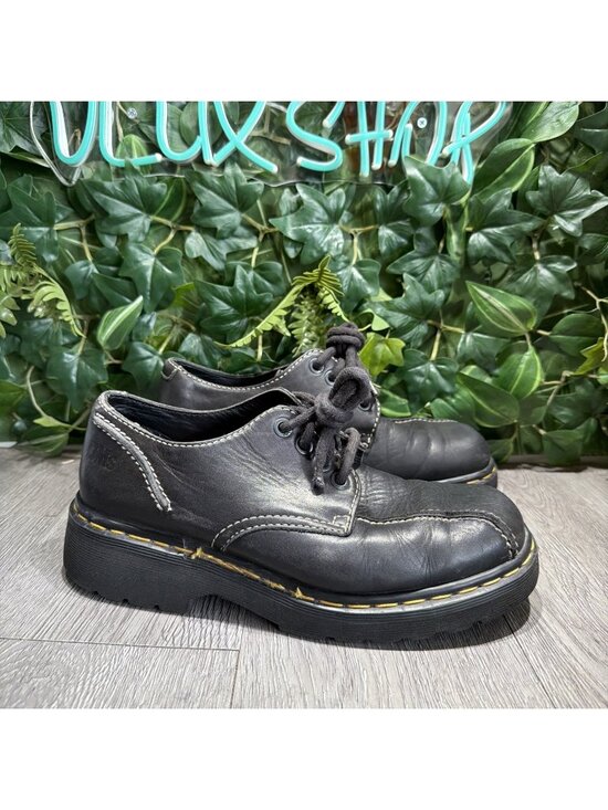 Vintage Dr Martens Chunky Oxford’s Square Toe Mens Black Leather Size 8UK 9 US main image 13